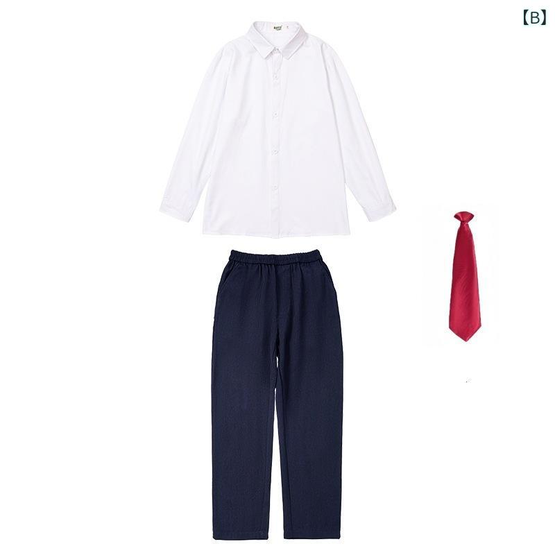 ふんわり暮らし鞄店のセットアップ キッズ 発表会 合唱 演出服 フォーマル 制服 通学 春秋 長袖 男の子 女の子 シャツ サスペンダーパンツ サスペンダースカート 蝶ネクタイ コーデセット コットン混 快適｜アングル3