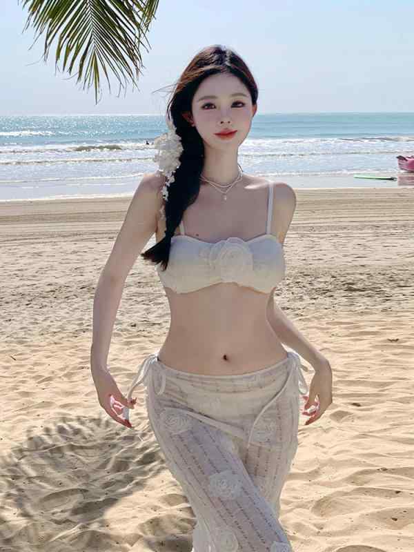 水着 レディース ビキニ 3点セット チューブトップ スカート 体型カバー 山茶花 温泉 セクシー