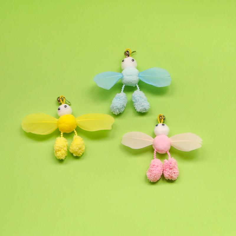 猫用おもちゃ 猫じゃらし 交換用ヘッド 羽根 鈴付き かわいい 毛虫 モチーフ キャットトイ 猫用玩具 運動不足解消 ストレス解消 ペット用品 一人遊び