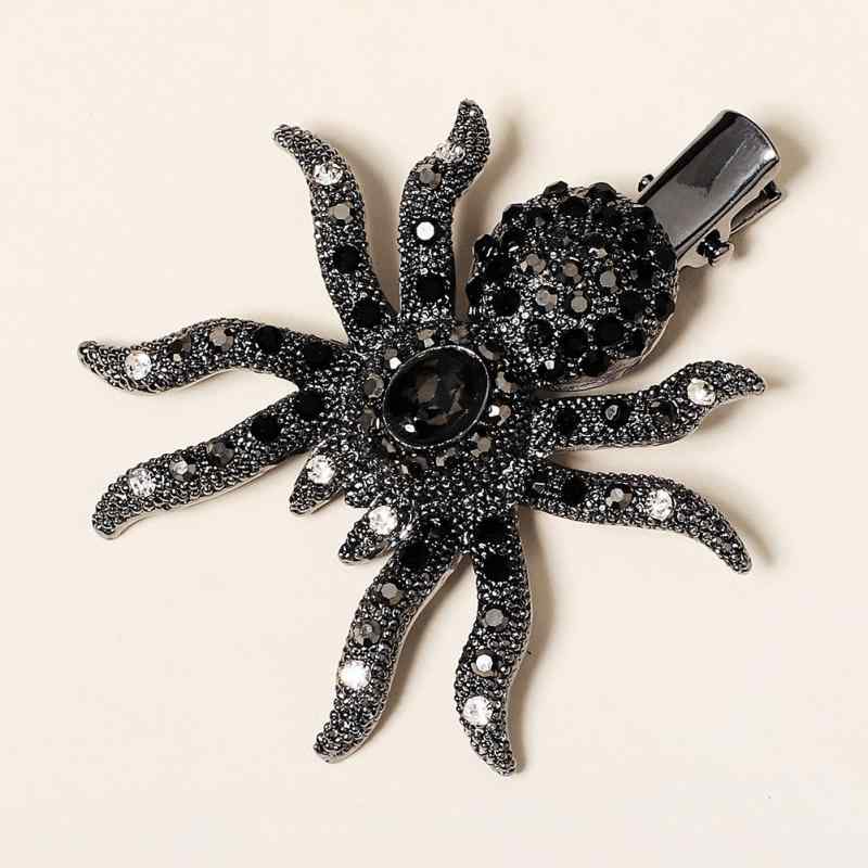 ・素材: 合金・対象: レディース・モチーフ: クモ・加工技術: ラインストーン装飾・おすすめのギフト用途: 誕生日、旅行記念、祝日、記念品・クリップタイプ: くちばしクリップ・カラー: ブラック・使用シーン: ハロウィンパーティー・カテゴリ: ヘアアクセサリー