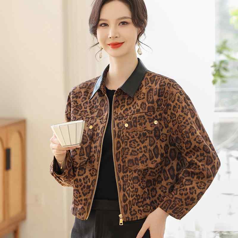 ジャケット レディース アウター ヒョウ柄 ショート丈 春秋 ゆったり カジュアル 羽織り 前開き おしゃれ 通勤 日常 お出かけ ミセス シニア soarsole-10554860 ふんわり暮らし鞄店 パッケージ画像