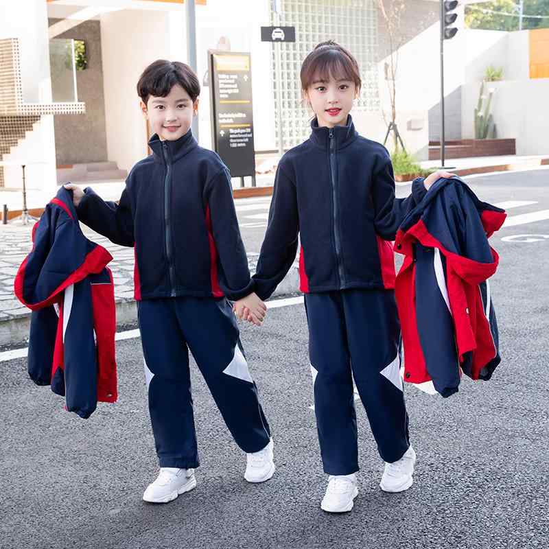 ウインドブレーカー キッズ ジュニア 男の子 女の子 セットアップ 3点セット マウンテン フード取り外し可能 体操服 ジャージ上下 制服 通学 小学生 幼稚園 運動着 スポーツウェア 秋冬