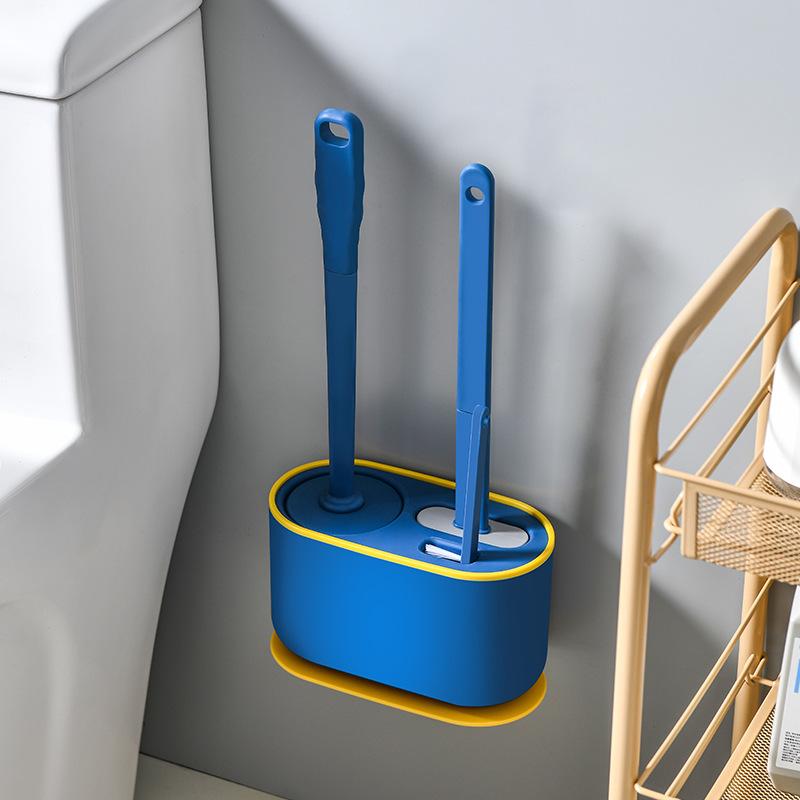 トイレブラシ ロングハンドル 隙間掃除 シリコンブラシ 壁掛け 省スペース トイレ...
