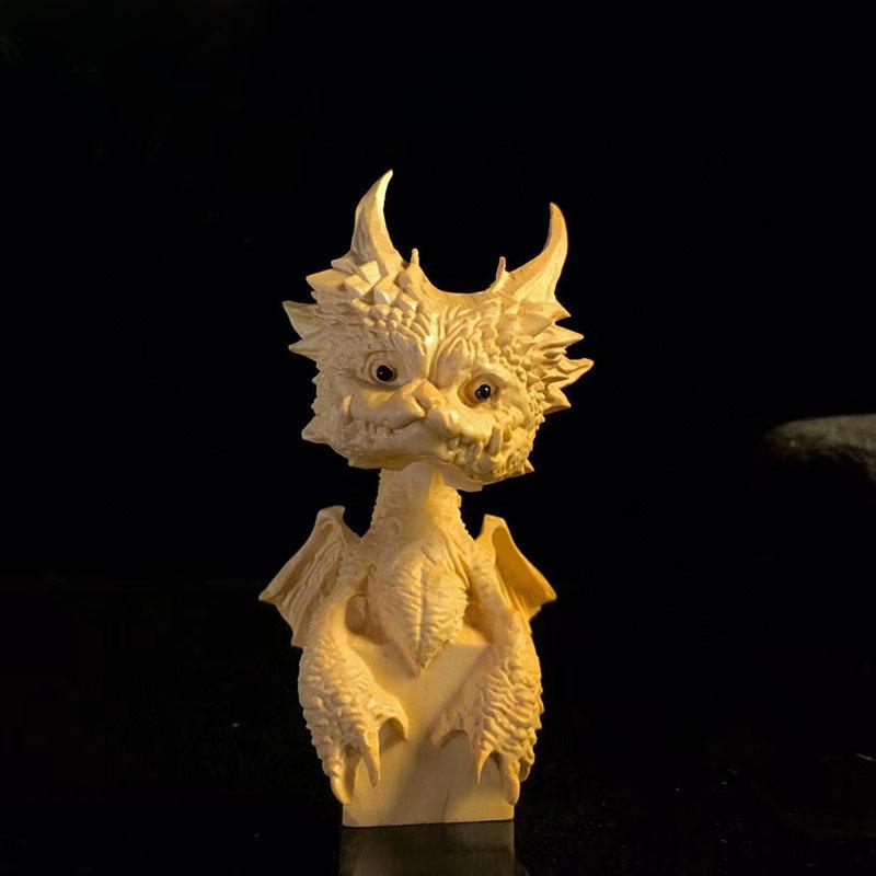 置物 ツゲ 木彫り 翼竜 印章 ドラゴン 十二支 辰 龍 木製 フィギュア 手遊び 置物 オブジェ インテリア 彫刻工芸品 縁起物 風水 開運 ラッキーアイテム 和風 デスク飾り soarsole-10573608 ふんわり暮らし鞄店 パッケージ画像