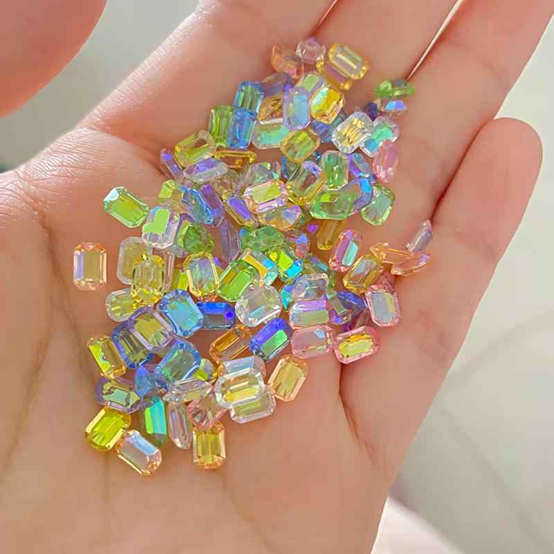 ネイルパーツ オーロラ レジン 八角形 スクエア 尖底 立体 氷ネイル キューブ 宝石...