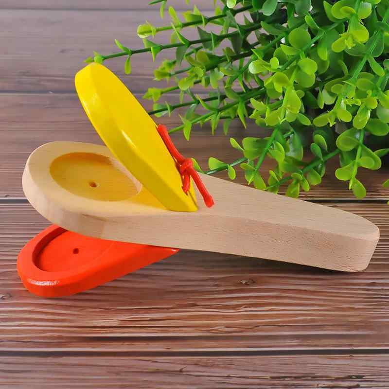 カスタネット キッズ 木製 長柄 オルフ楽器 知育玩具 幼児 音楽教育 打楽器 早期教...