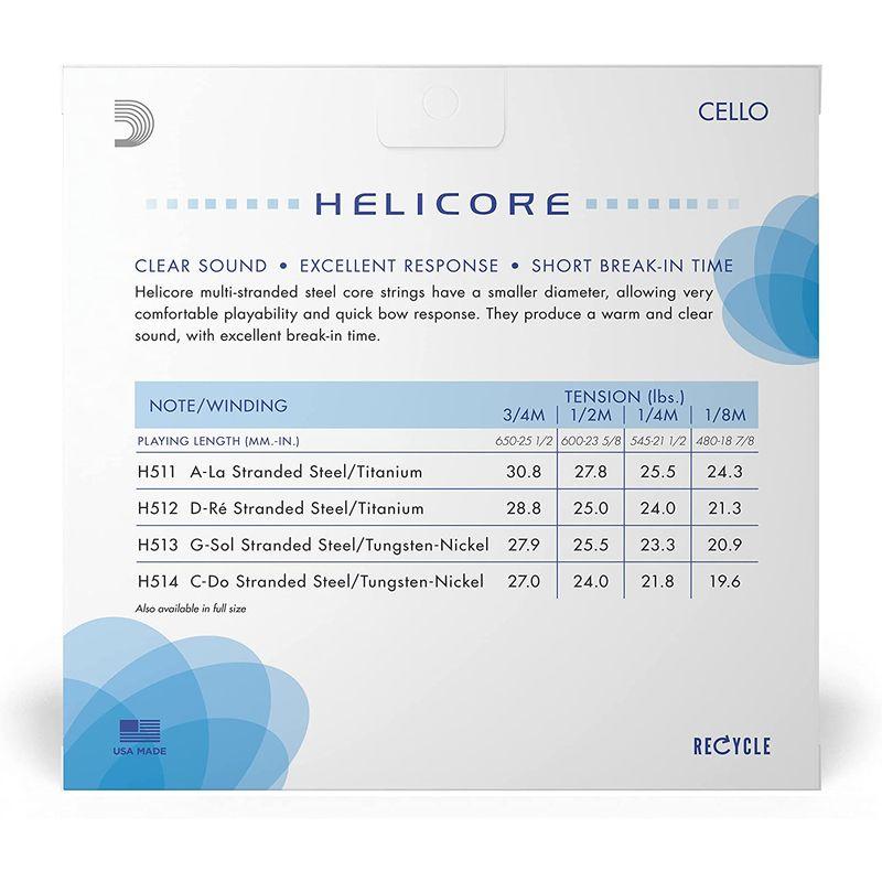 D'Addario ダダリオ チェロ弦 HELICORE ヘリコア セット Medium Tension H510 3/4M