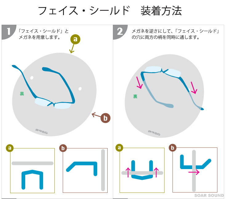 日本製 国産 透明 フェイスシールド Lサイズ 50枚セット 医療現場対応 直径298mm 眼鏡専用 メガネ専用 防護マスク 飛沫感染対策 眼鏡用 メガネ用 フェイスガード aspr