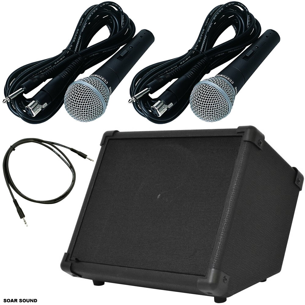 Belcat 15W出力 アンプ内蔵アンプ + 有線マイク2本 セット 整理番号 B15-WD2 会議 講演会 司会 スピーチ 授業 などに