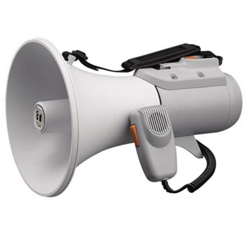 TOA 拡声器 15W メガホン ホイッスル音付 マイク付き 抗菌処理 ハンドル付ショルダーメガホン