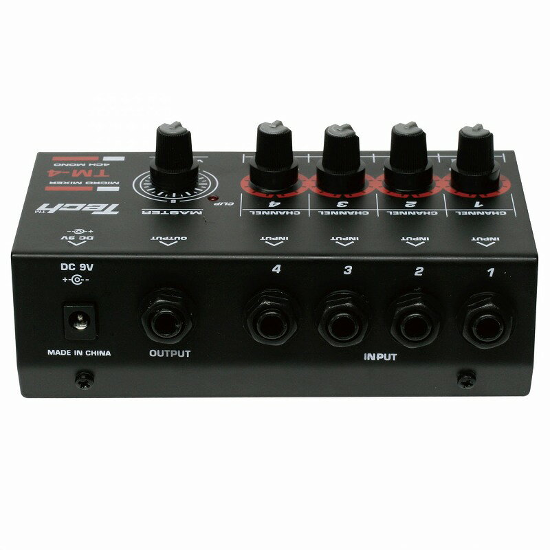 SOAR SOUNDのTech 簡易 小型 4チャンネル マイクロミキサー TM-4 TM4 電池駆動 対応 4ch｜アングル2