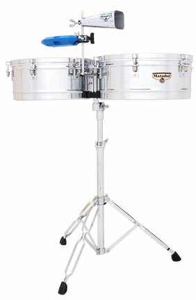 LP ティンバレス M257 / LP Matador Timbales 14″& 15″Shells, Bright Chrome スタンド付き クローム　ティンバレスセット