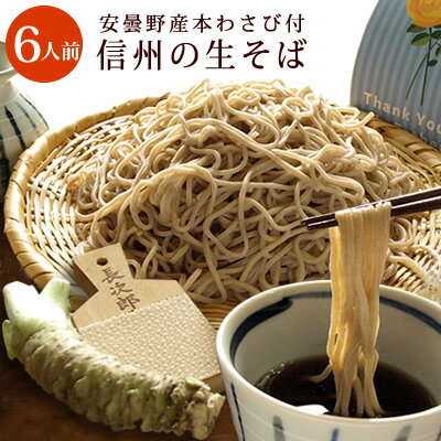 父の日 ギフト プレゼント 信州の生そば 6人前 本わさび丸ごと1本・信州天然のうまい水・そばぶるまい特製蕎麦つゆ 付 お中元 引越しそば 合格祝 食べ物 内祝 ヘルシー 無塩 蕎麦 そば お取り寄せ 産直 産地直送 贈り物 お酒 そばぶるまい 長野県