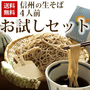 【期間限定】お試しセット 信州の生そば　安曇野産本わさび丸ごと1本付 4人前