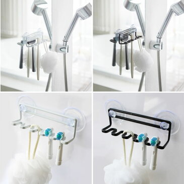 tower 吸盤トゥースブラシホルダー タワー 5連 【歯磨きスタンド 歯ブラシ立て 鏡 収納 バスルーム 洗面所 タワーシリーズ 山崎実業】