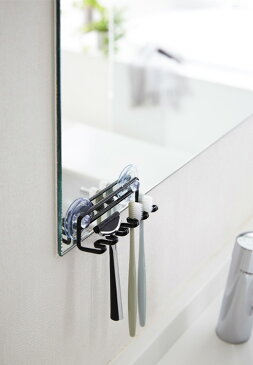 tower 吸盤トゥースブラシホルダー タワー 5連 【歯磨きスタンド 歯ブラシ立て 鏡 収納 バスルーム 洗面所 タワーシリーズ 山崎実業】