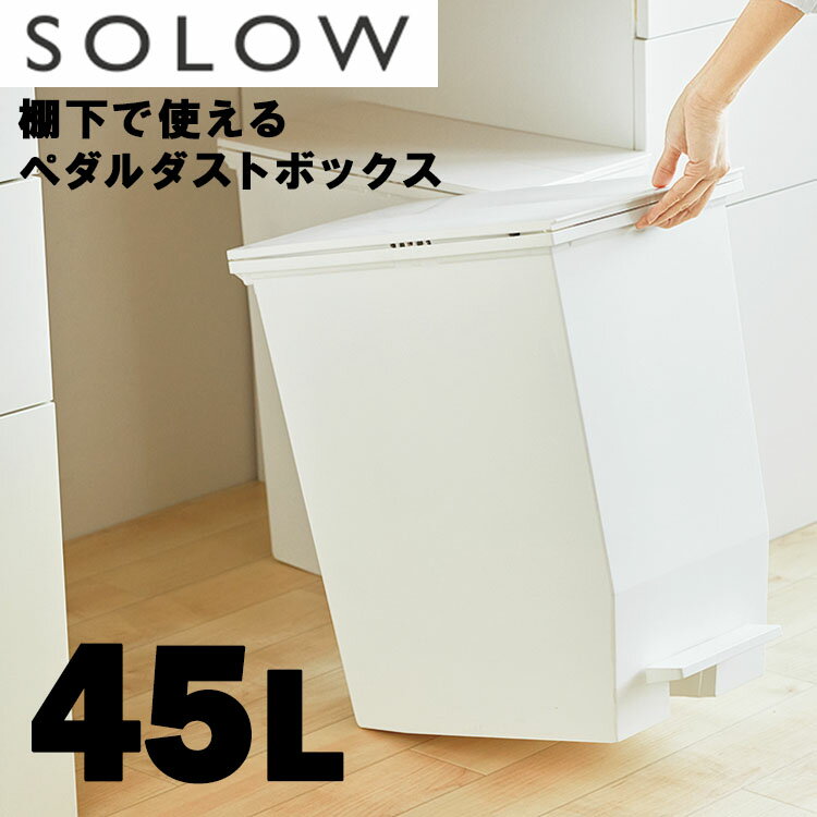 SOLOW（ソロウ）ペダルオープンツイン45L【ゴミ箱 ダストBOX 開閉 ペダルペール 角型 分別 ゴミ箱 おしゃれ モダン 北欧 棚下 キッチン 大容量 キャスター付 45L リス】