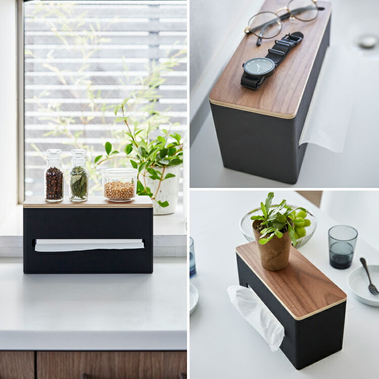 RIN 両面ティッシュケース リン 【収納 ボックスティッシュケース ボックスタイプ 卓上ティッシュ置き 卓上収納 リビング収納 リンシリーズ ブラウン 4765 ナチュラル 4766 山崎実業】 [3]