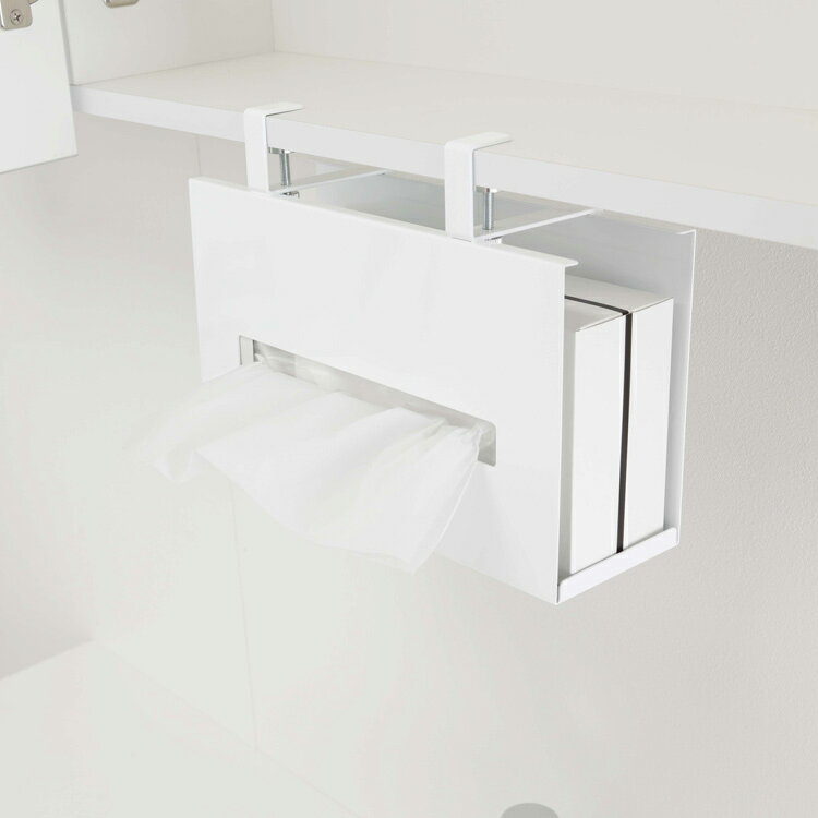 山崎実業 タワー 【 tower 洗面戸棚下ペーパーボックスホルダー 】 洗面所 収納 洗面収納 キッチン キッチン収納 戸棚 下 吊戸棚 浮かせて収納 ティッシュケース ペーパータオルケース ティッシュ収納 ペーパータオル収納 ホワイト ブラック 5010 5011 モノトーン Yamazaki [2]