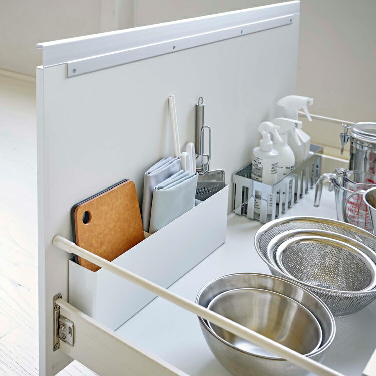 [ tower シンク下仕切り付きワイドラック タワー ] 山崎実業 タワーシリーズ キッチン シンク下 引き出し 台所収納 まな板収納 ラック 収納 小物収納 キッチンツール 省スペース 隙間収納 キッチン収納 ホワイト 4924 ブラック 4925