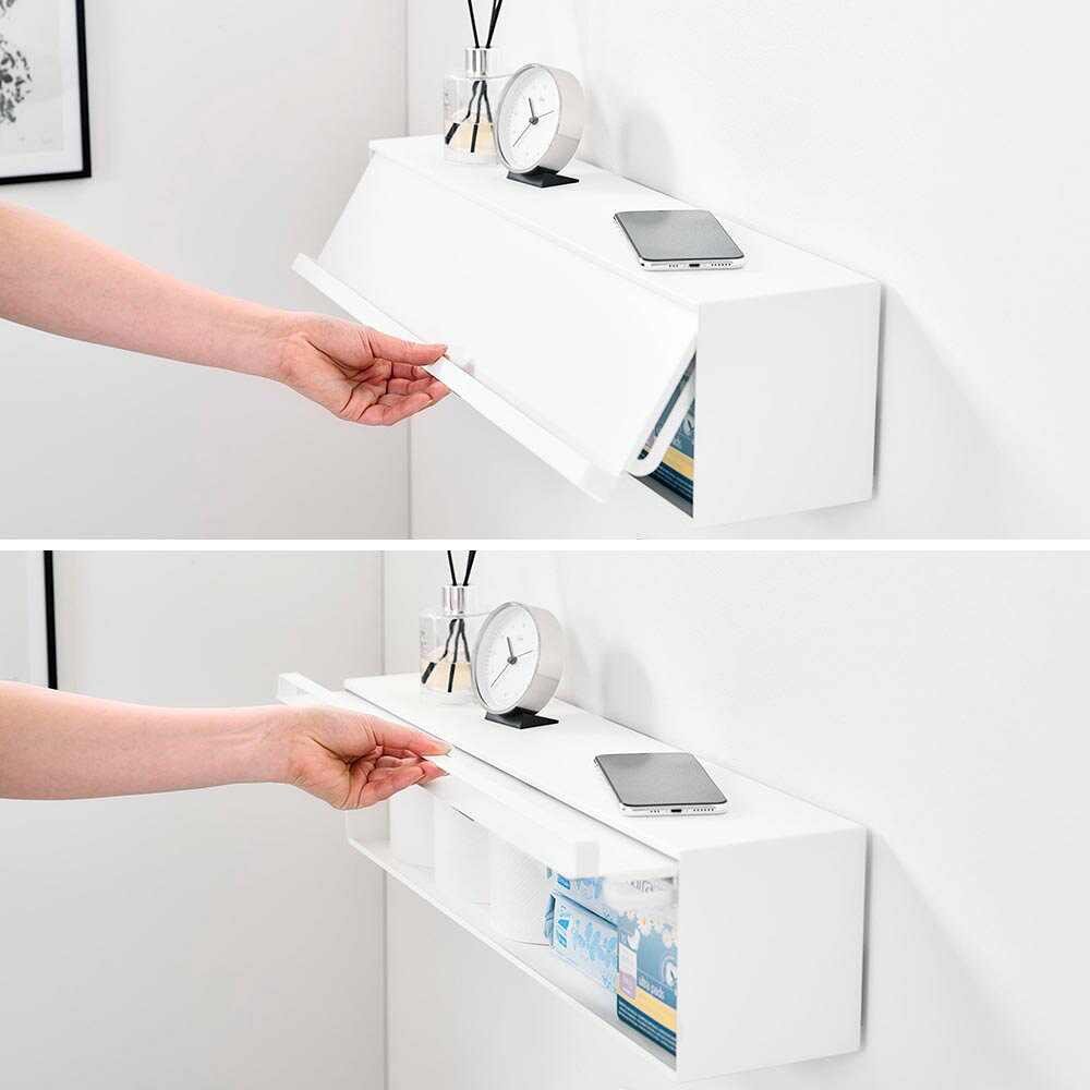 sobaniの[ tower ウォール隠せるトイレ壁収納タワー 石こうボード壁対応 ] 山崎実業 タワーシリーズ tower 壁掛け 棚 ホワイト ブラック 2103 2104｜アングル3