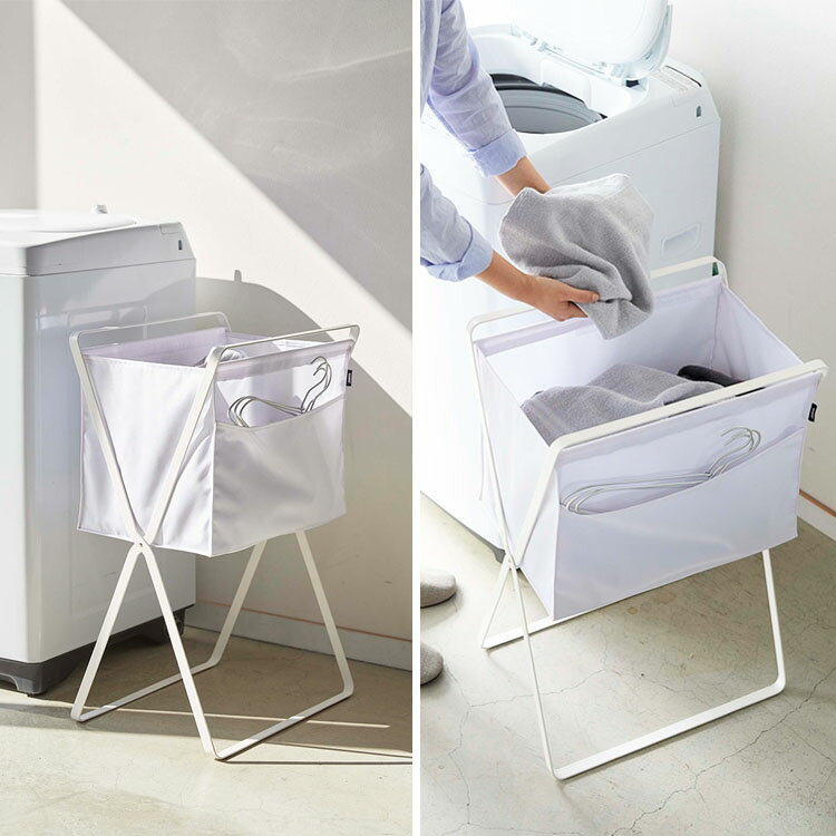 山崎実業 タワーシリーズ 【 tower 折り畳み高床式ランドリーバスケット タワー 】 収納 カバン入れ カフェ風 折りたたみ コンパクト バスケット ランドリーバスケット オフィス リビング 玄関 ホワイト ブラック 5661 5662 モノトーン YAMAZAKI [2]