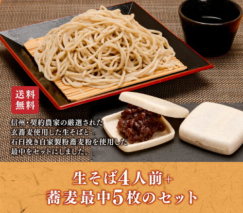 送料無料 信州手打ち蕎麦4人前 蕎麦菓子セット 特製つゆ＆本わさび 贈...