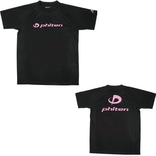 【あす楽対応】phiten(ファイテン)　RAKUシャツSPORTS(SMOOTH DRY)　半袖　ロゴ入り　3120JG3492　BLK/PNK　ブラック/ピンクロゴ　ユニセックス