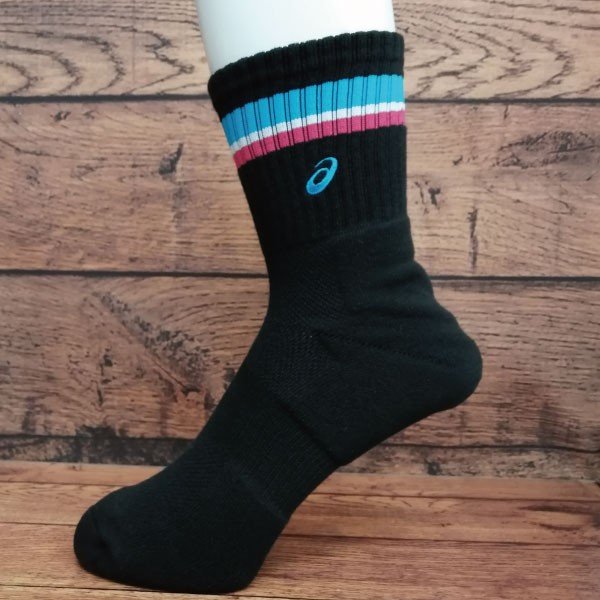 asics アシックス ソックス ミドルショート ソブエスポーツオリジナルカラー PC06 B×LB×W×P×LB(ブラック×Lブルー×ホワイト×ピンク×Lブルー)