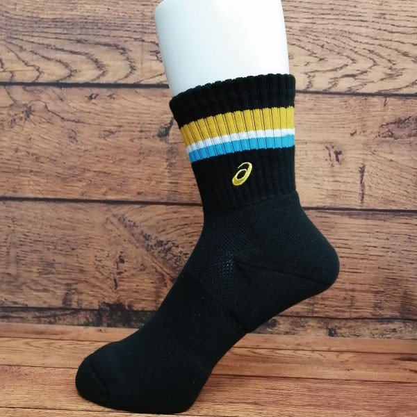 asics アシックス ソックス ミドルショート ソブエスポーツオリジナルカラー PC06 B×O×W×LB×O(ブラック×オレンジ×ホワイト×Lブルー×オレンジ)