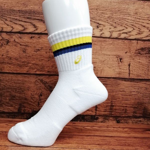 asics アシックス ソックス ミドルショート ソブエスポーツオリジナルカラー PC06 W×Y×BK×BL×Y(ホワイト×イエロー×ブラック×ブルー×イエロー)