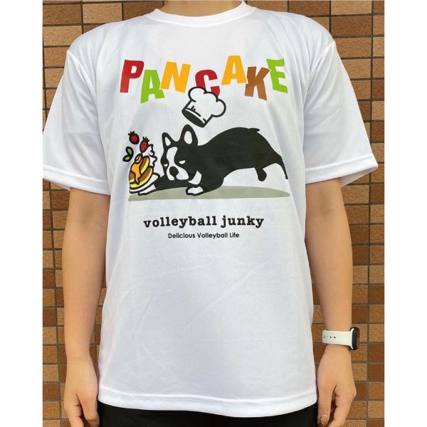 【あす楽対応】volleyball junky(バレーボールジャンキー)　バレーボール　Tシャツ　PANCAKEストレッチドライTEE　半袖Tシャツ　19-VJ22001　01(WHT)　ホワイト