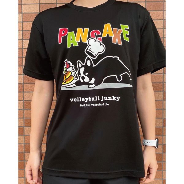 【あす楽対応】volleyball junky(バレーボールジャンキー)　バレーボール　Tシャツ　PANCAKEストレッチドライTEE　半袖Tシャツ　19-VJ22001　02(BLK)　ブラック