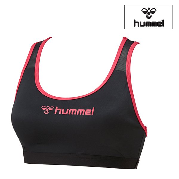 hummel（ヒュンメル）スポーツブラ light-2 下着 インナー スポブラ 水陸両用 水着 ブラック×S.ピンク HLY5005-9024S【取り寄せ品】