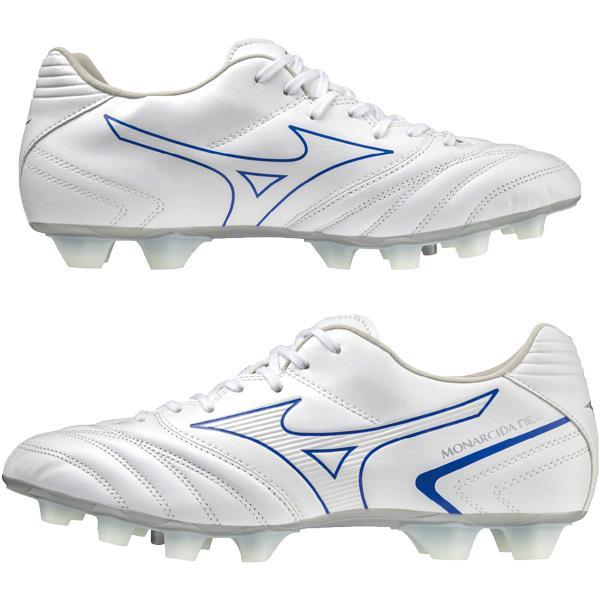 ミズノ (Mizuno) サッカースパイク モナルシーダ NEO II SW WIDE ホワイト×ブルー 4E スーパーワイド P1GA2227-25【SALE】【SS240350】