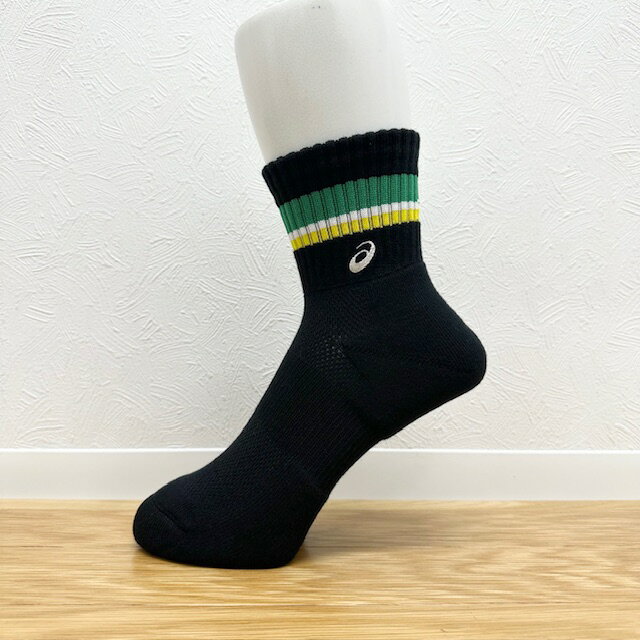 アシックス (asics) ソックス ミドルショート ソブエスポーツオリジナルカラー PC06 B×G×W×Y×W(ブラック×グリーン×ホワイト×イエロー×ホワイト) ハンドボール