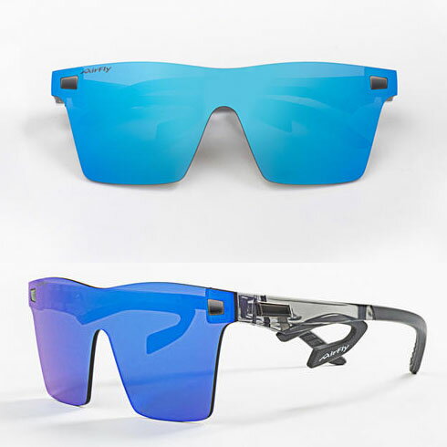 エアフライ（Air Fly）サングラス アウトドア ハイキング キャンプ 散歩 運転 大人 ブルー 鼻パッドなし フラットタイプ偏光レンズ 紫外線カット率99%以上 AF501-C3