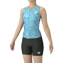 アリーナ (arena) 水泳 フィットネス用水着 フィットネスセパレート カバーバック ミドルレッグ 差し込みパッド レディース (25aw) エメラルド×ブラック S-XO AS5FWF52L-EMBK 返品交換不可