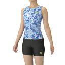 アリーナ (arena) 水泳 フィットネス用水着 フィットネスセパレート カバーバック ミドルレッグ 差し込みパッド レディース (25aw) ブルー×ブラック S-XO AS5FWF53L-BLBK 返品交換不可