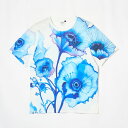 ジンジャー (jinger) ランニング 半袖Tシャツ ランシャツ ユニセックス ホワイト ブルー 花 フラワー XS-M J1045-WHT