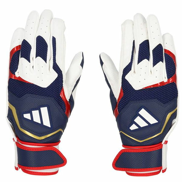 アディダス (adidas) 少年野球 バッティンググローブ 手袋 ジュニア用 両手用 (25ss) ホワイト×ネイビー JL-M LBG404-1129【SS2509】