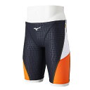 【決算特別価格】ミズノ (MIZUNO) 競泳練習用水着 エクサースーツ ハーフスパッツ メンズ (24ss) ブラック×オレンジ S N2MBB06295