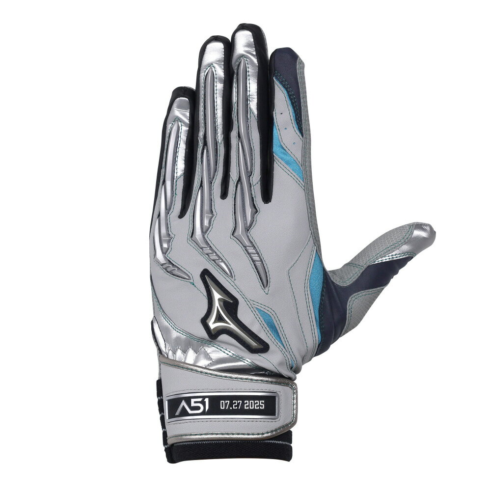 ミズノ (MIZUNO) 一般野球 バッティンググローブ 打撃用手袋 ミズノプロ シリコンパワーアーク A51 イチローモデル2025 両手用 (25aw) グレー×シルバー 24-26cm 1EJEA847-05
