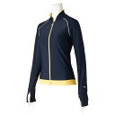 ミズノ (MIZUNO) 水泳 フィットネス用水着 ラッシュガード 長袖 レディース (25aw) ネイビー×イエロー L N2JAA83084 返品交換不可【...