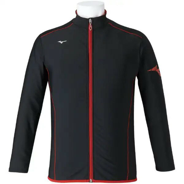 ミズノ (MIZUNO) 水泳 フィットネス用水着 ラッシュガード 長袖 メンズ (25aw) ブラック×レッド 2XL N2JCA11096 返品交換不可【SALE】