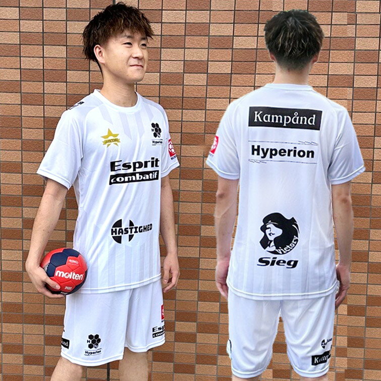 Hyperion ハイペリオン ソブエオリジナル ハンドボール プラクティスシャツ プラシャツ ゲームシャツ 半袖 Tシャツ ホワイト トレーニング 練習 ウェア Hyperion-T1 ※パンツ別売り※