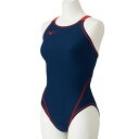 ミズノ (MIZUNO) ガールズ 水着 練習用 ミディアムカット ジュニア ネイビー×レッド N2MA846075 返品交換不可【SS2403】【SS2506】(4)