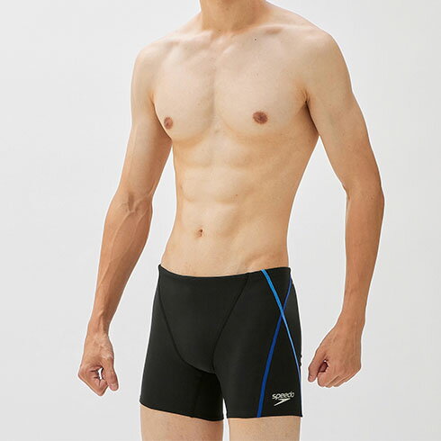 speedo (スピード) 水泳 水着 練習用 トレーニング用 プッシュ アップ ターンズ ハーフ ボックス メンズ 23ss ブラック×ブルー 耐塩素性 ストレッチ ST52302-BL 店頭展示品 箱なし 返品交換不可