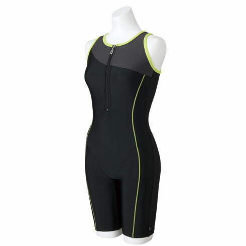 ミズノ (mizuno) 水泳 プール レディース フィットネス水着 オールインワン 4分丈 (23ss) ブラック×グレー N2JGA32190 箱なし 返品交換不可