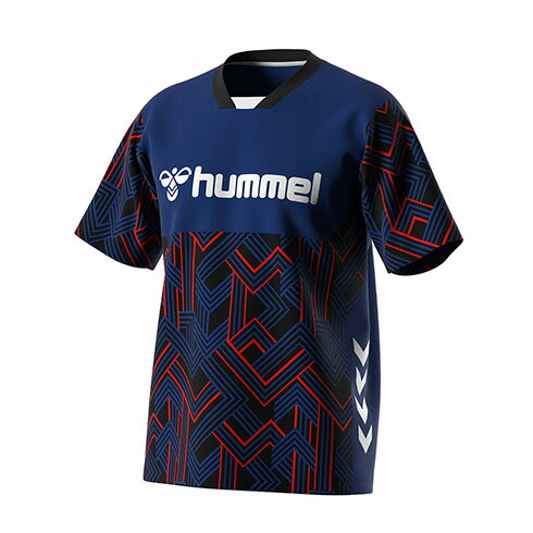 ヒュンメル (hummel) サッカー ハンドボール ウエア プラクティスシャツ 半袖Tシャツ メンズ (23ss) Gブルー×ブラック HAP1185-6990【SALE】【SS240650】